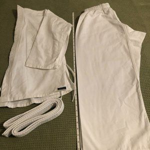 TWO Kids Martial Arts Outfits, Pants, Top, and Belt. NEW! UNUSED, Never Washed.